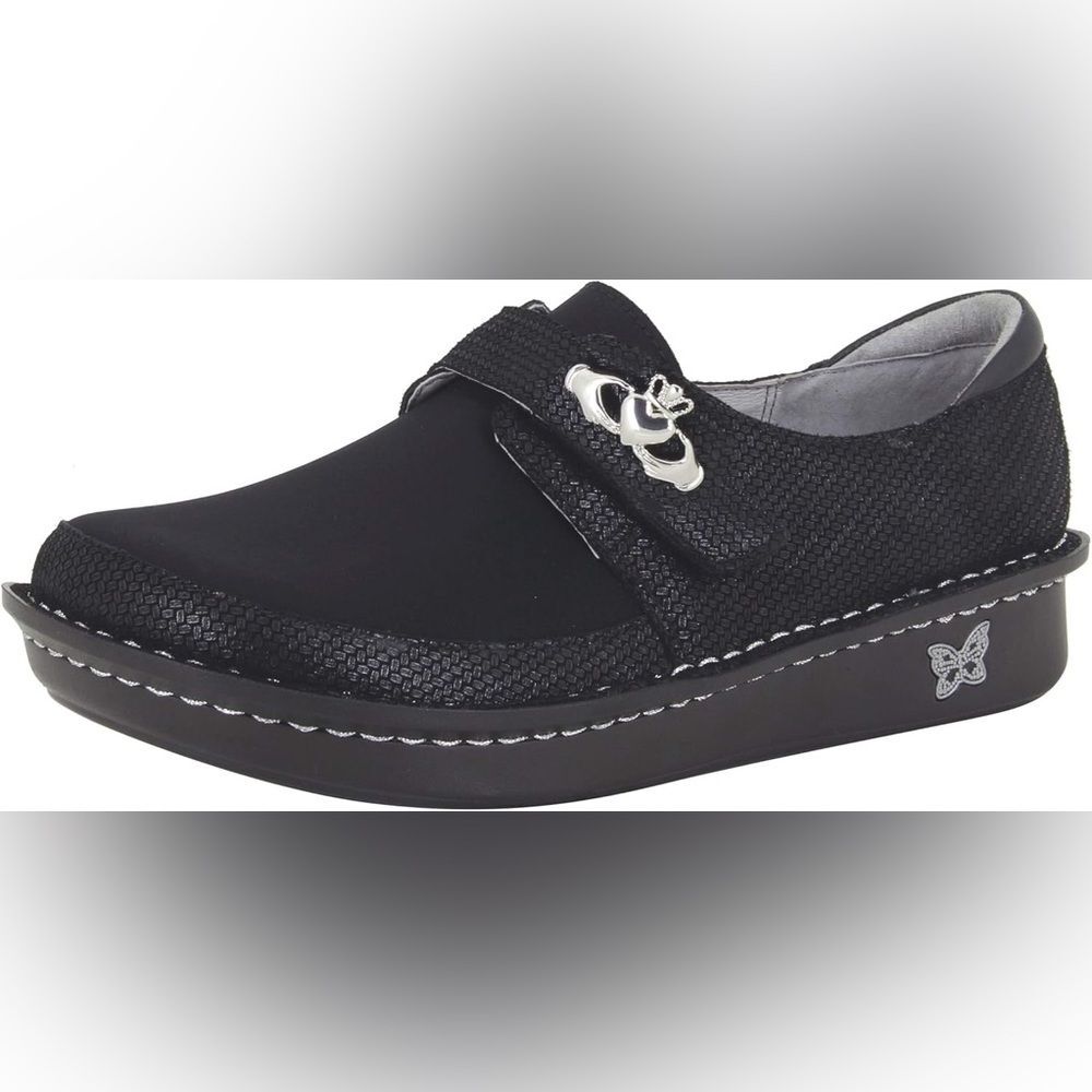 Alegria Brenna Claddagh Leather Loafer Clog in Black size 9 (39)